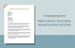 Preschool Teacher Resignation Letter