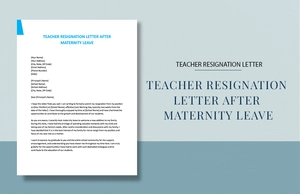 Teacher Resignation Letter After Maternity Leave