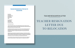 Teacher Resignation Letter Due To Relocation