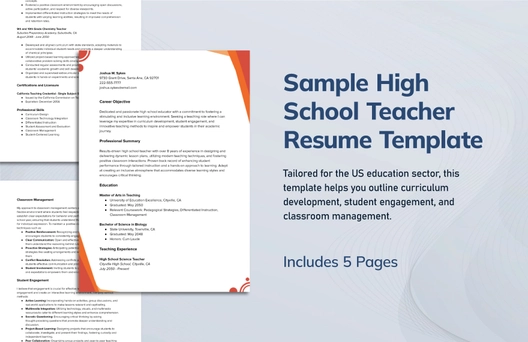 Sample High School Teacher Resume Template