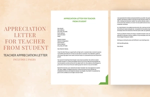 Appreciation Letter For Teacher From Student