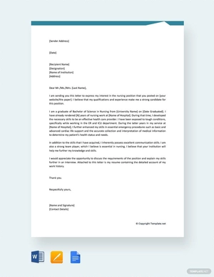 Nursing Job Application Letter