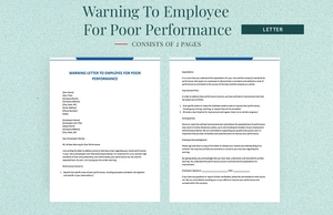 Warning Letter To Employee For Poor Performance