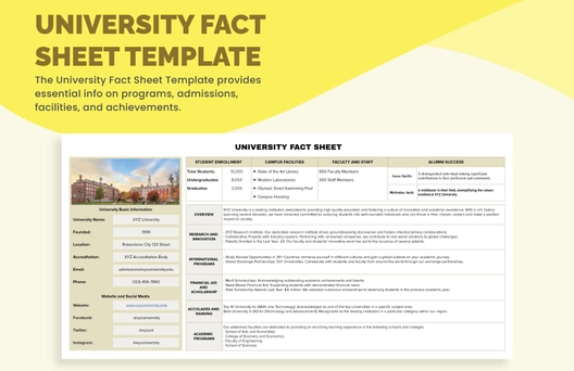 University Fact Sheet Template
