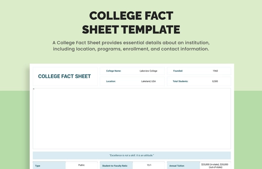 College Fact Sheet Template