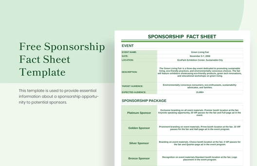 Sponsorship Fact Sheet Template