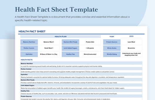 Health Fact Sheet Template