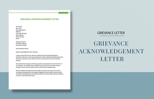Grievance Acknowledgement Letter