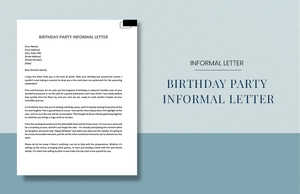 Birthday Party Informal Letter Birthday Party Informal Letter