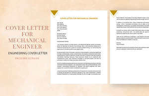 Cover Letter For Mechanical Engineer