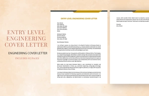 Entry Level Engineering Cover Letter