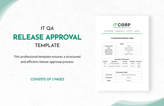 IT QA Release Approval Form Template