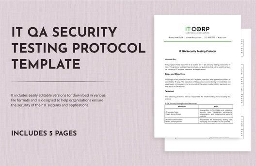 IT QA Security Testing Protocol Template IT QA Security Testing Protocol Template