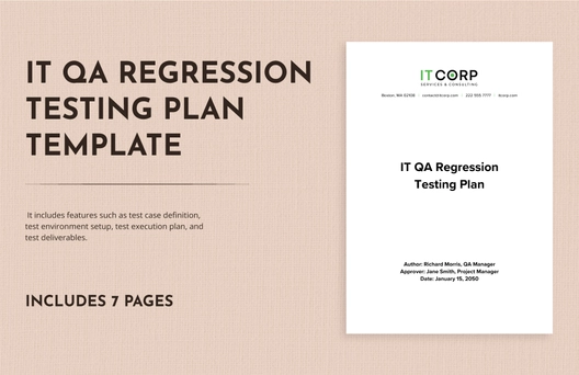IT QA Regression Testing Plan Template IT QA Regression Testing Plan Template