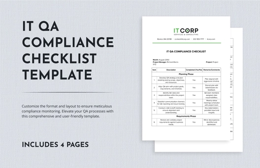 IT QA Compliance Checklist Template