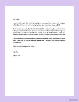 Lease Termination Letter Lease Termination Letter