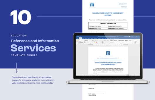 10 Education Reference and Information Services Template Bundle