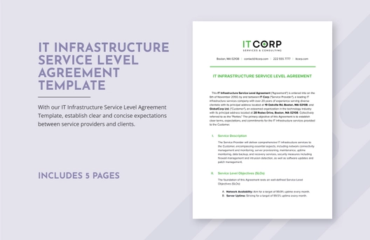 IT Infrastructure Service Level Agreement Template