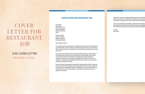 Cover Letter For Restaurant Job