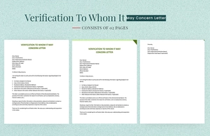 Verification To Whom It May Concern Letter