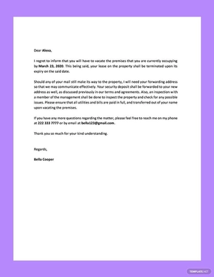 Lease Termination Letter Landlord to Tenant