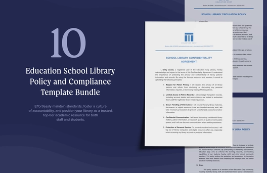 10 School Library Policy and Compliance Template Bundle