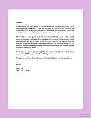 Rental Agreement Termination Letter Rental Agreement Termination Letter