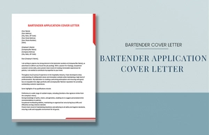Bartender Application Cover Letter