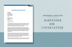 Bartender Job Cover Letter