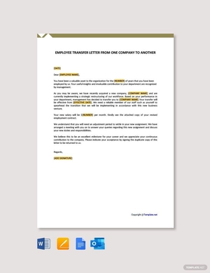 Employee Transfer Letter From One Company to Another
