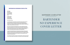 Bartender No Experience Cover Letter