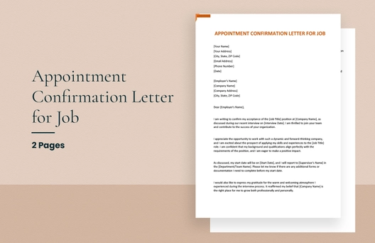 Appointment confirmation letter for job