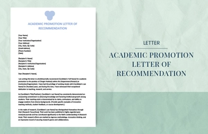 academic promotion letter of recommendation