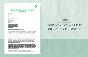 recommendation letter for faculty promotion