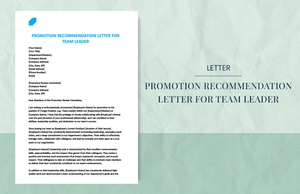 promotion recommendation letter for team leader