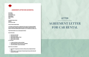 agreement letter for car rental agreement letter for car rental