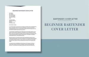 Beginner Bartender Cover Letter