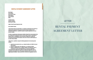 Rental payment agreement letter