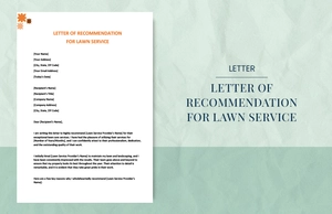 Letter of recommendation for lawn service