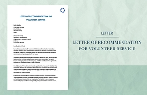 Letter of recommendation for volunteer service