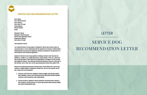 Service dog recommendation letter