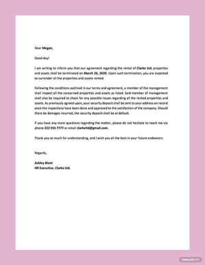 Rental Termination Letter Rental Termination Letter