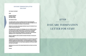 Daycare termination letter for staff