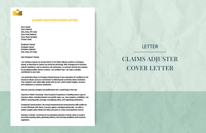 Claims adjuster cover letter
