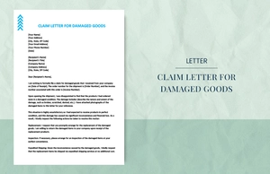 Claim letter for damaged goods