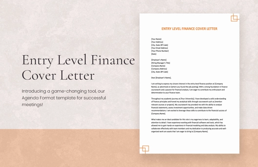 Entry Level Finance Cover Letter