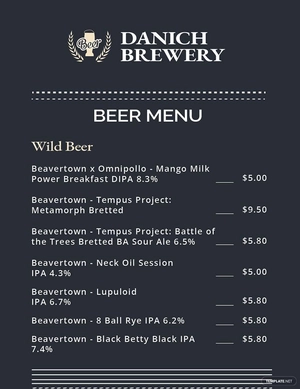 Beer Menu Template