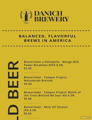 Modern Beer Menu Template