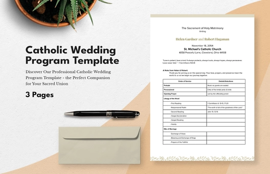 Catholic Wedding Program Template