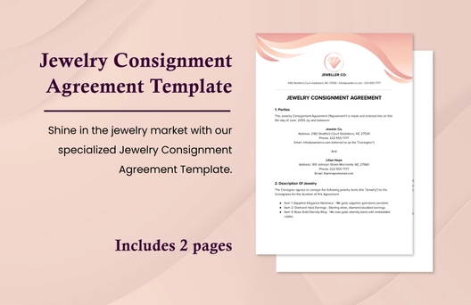 Jewelry Consignment Agreement Template Jewelry Consignment Agreement Template